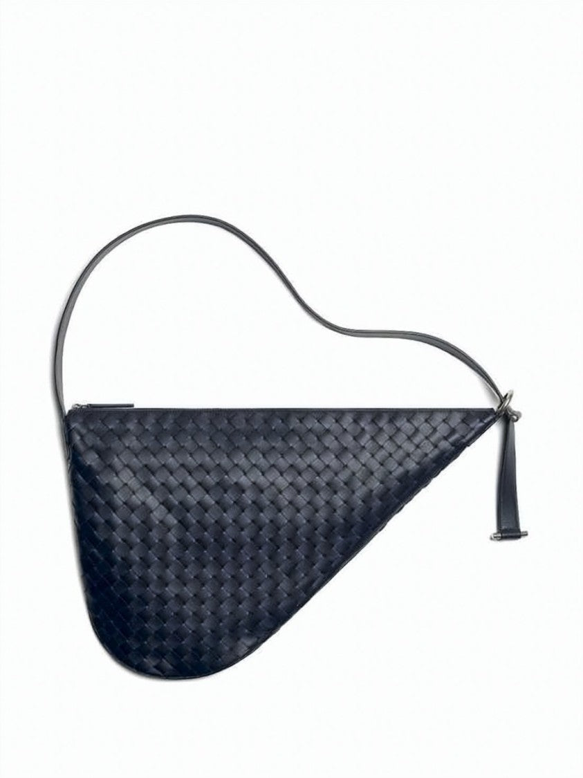 Bottega Veneta Triangular-Shaped Messenger Bag With Woven Calf Leather Exterior