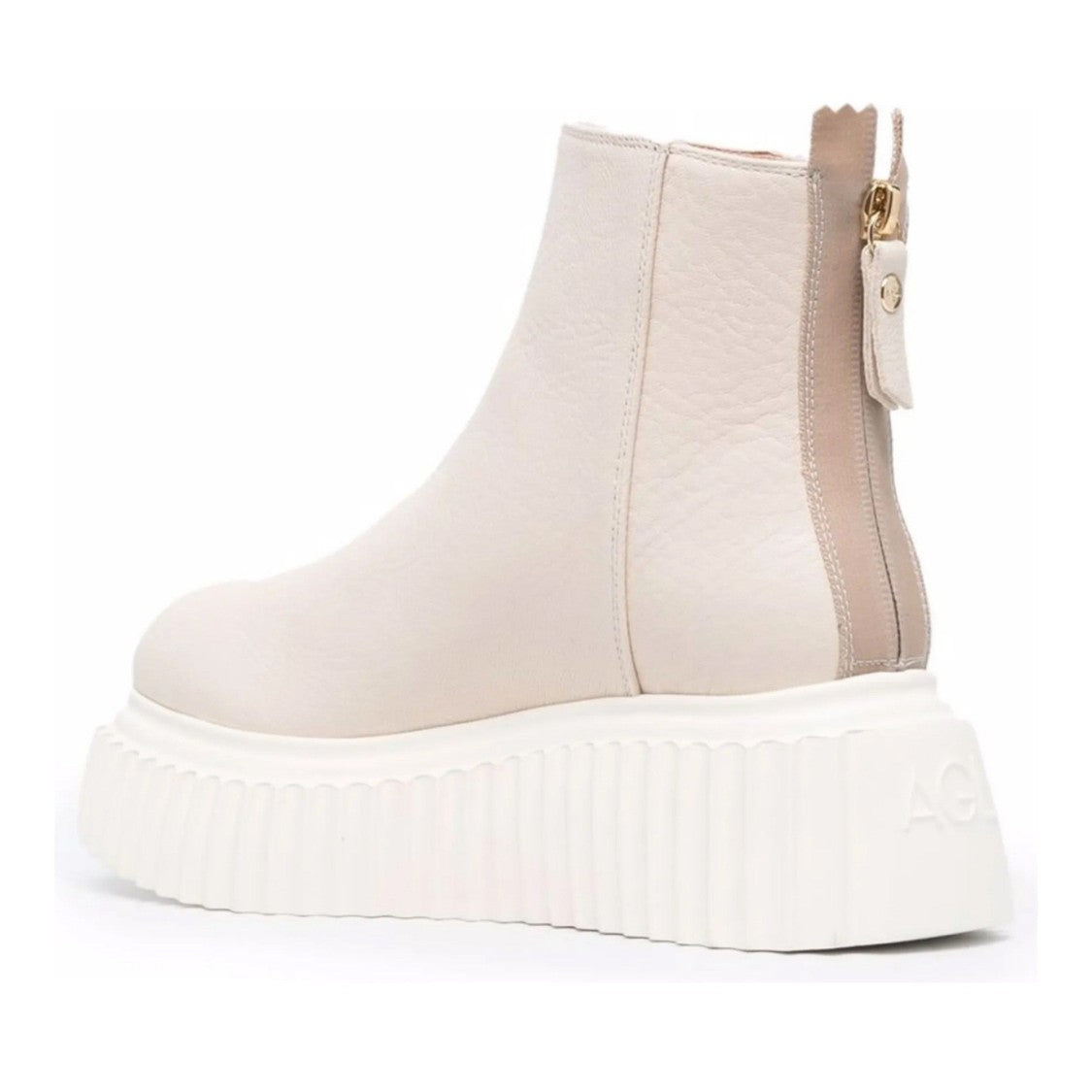 Agl Beige Sandy Plastic High Platform Boots