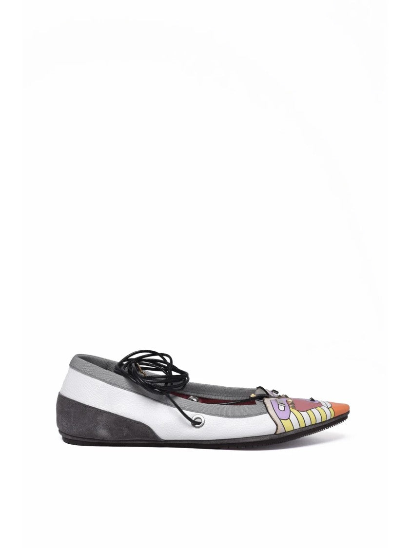 Dove Nuotano Gli Squali Multicolor Artistry Laced Ankle Leather Ballet Flats