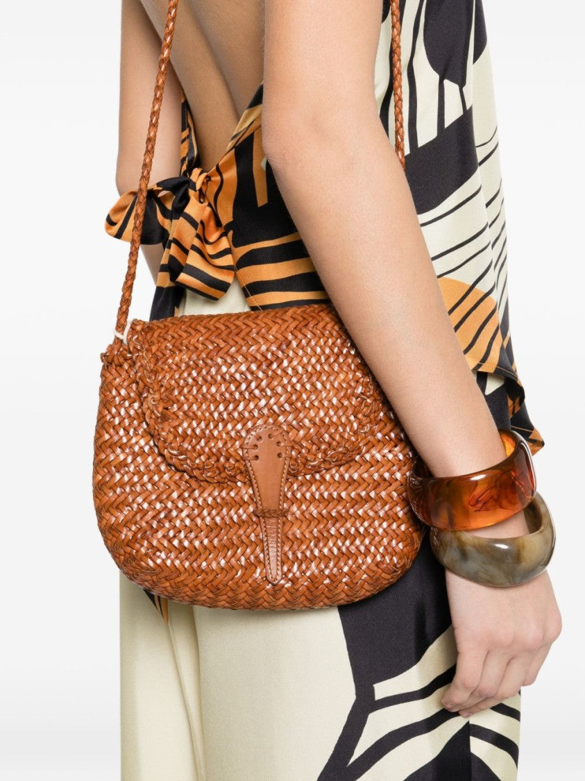 Dragon Diffusion Woven Calf Leather Shoulder Bag With Flap Closure