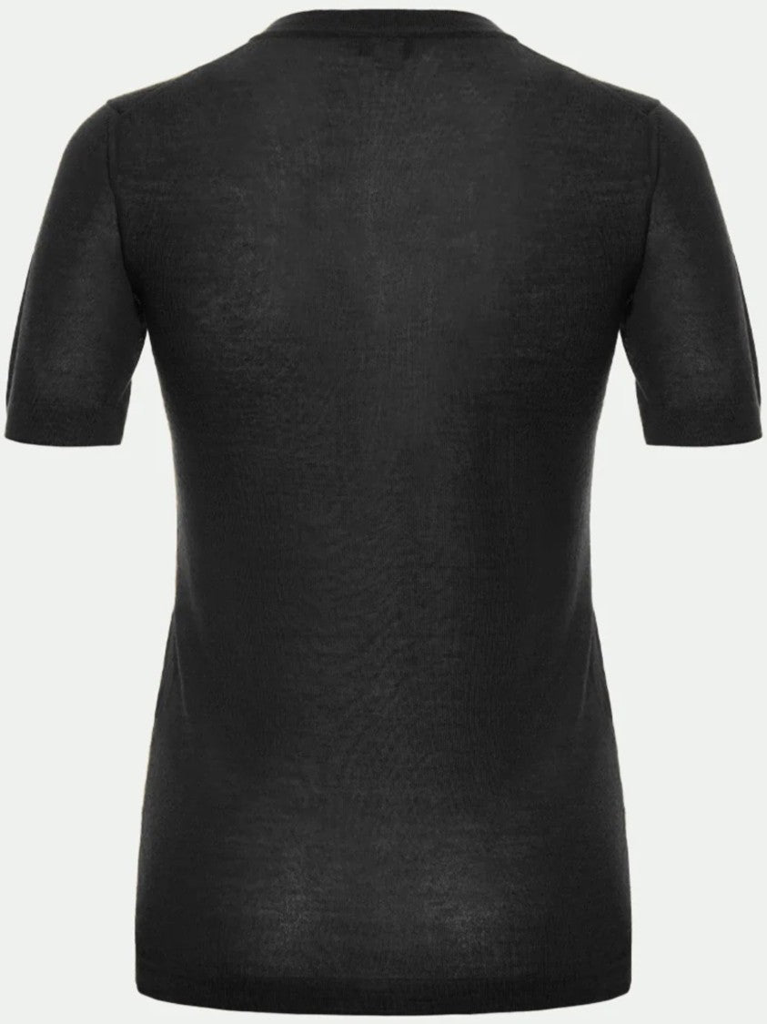 Malo Short-Sleeved Cashmere Top With Classic Round Neckline