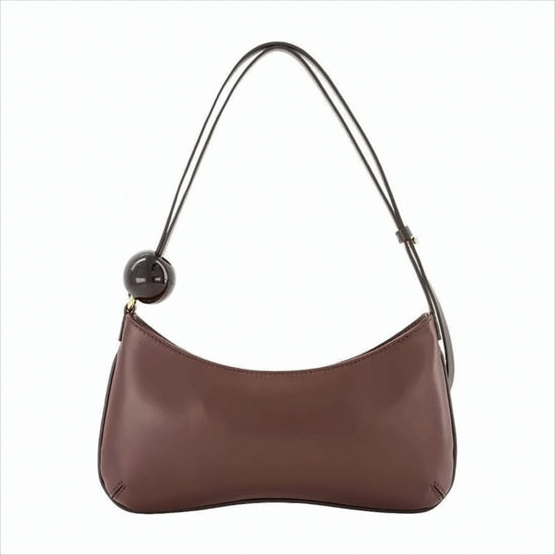Jacquemus Curved Brown Cowhide Leather Shoulder Bag