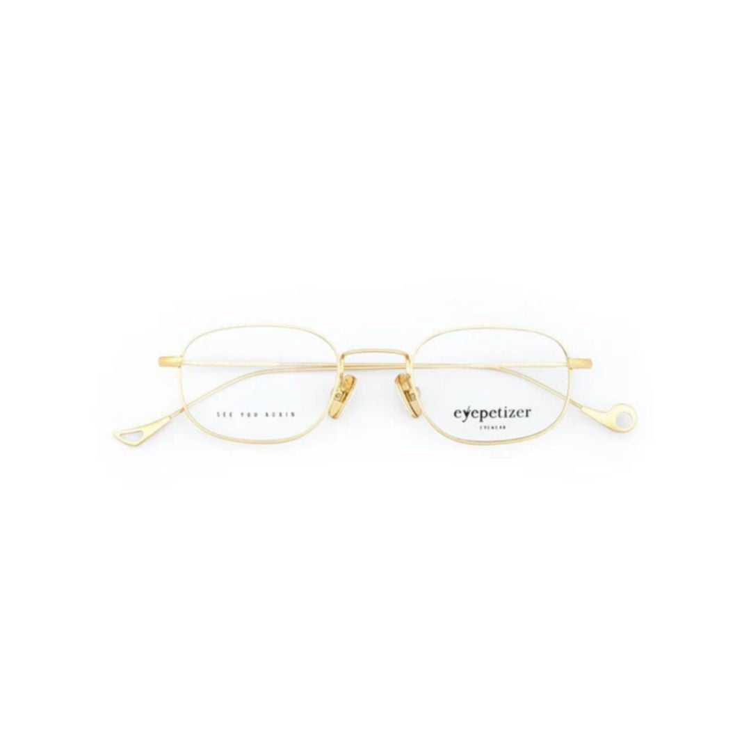 Eyepetizer Philippe Oval-Shaped Gold Metal Eyeglasses With Curved Temples
