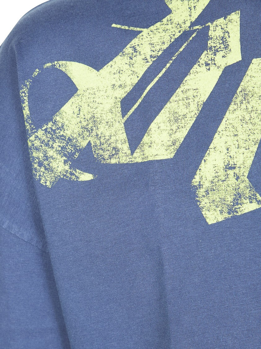 Palm Angels Muted Blue Big Neck Logo T-Shirt