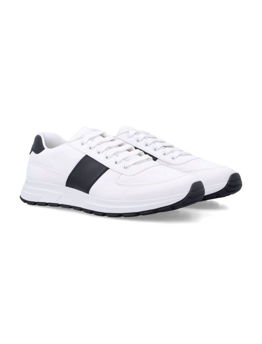 Prada Technical Fabric Sneakers With Contrasting Leather Band