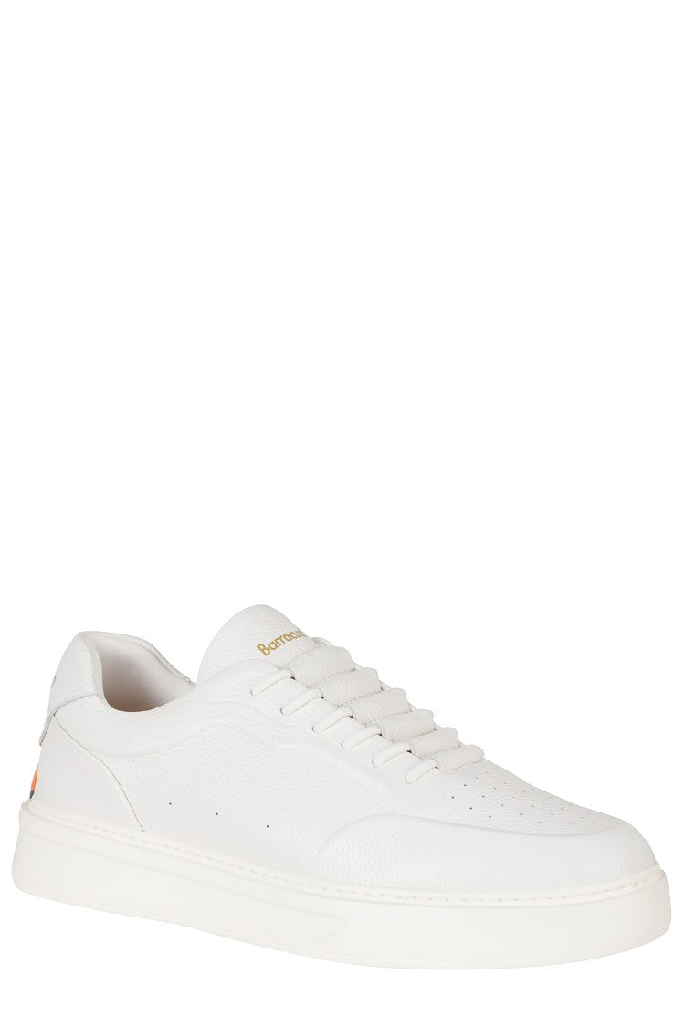 Barracuda Phoenix White Low-Top Gold Logo Leather Sneakers