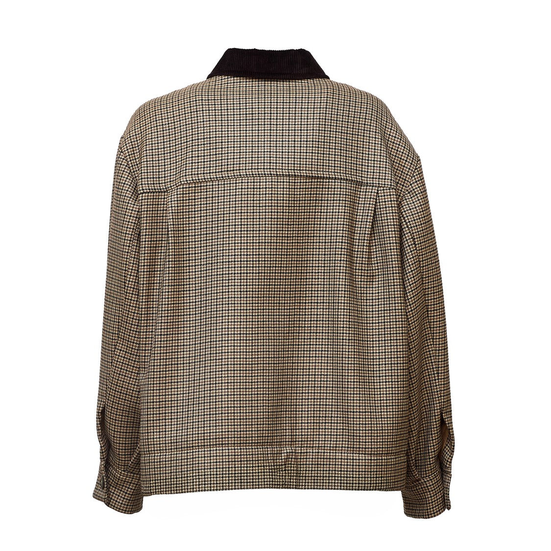 Max Mara Pied De Poule Corduroy Collar Wool Jacket