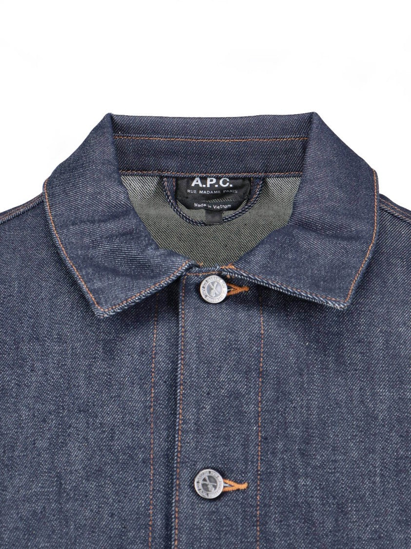 A.P.C. Classic Blue Denim Jacket With Curved Hem