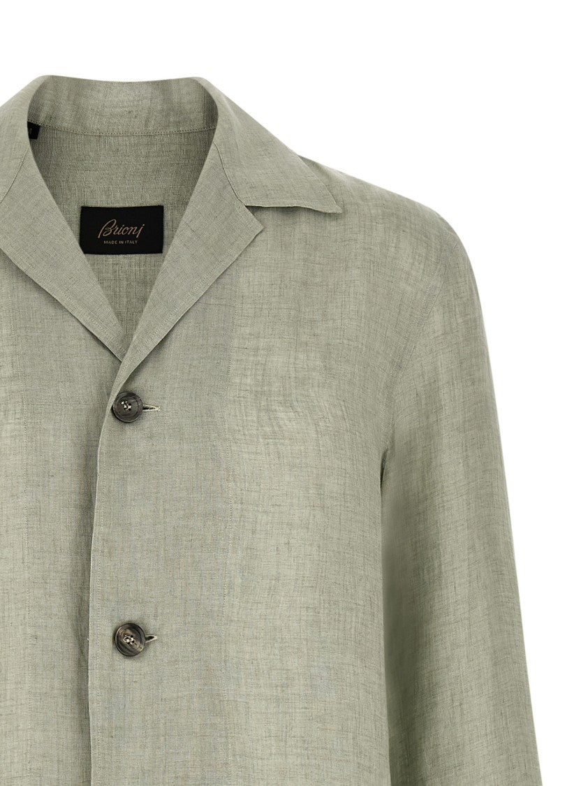 Brioni Blazer-Inspired Linen Shirt With Relaxed Fit And Textured Fabric