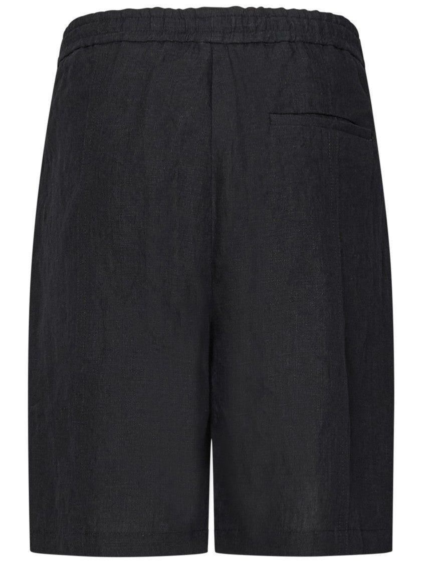 Emporio Armani Relaxed Fit Black Linen Shorts