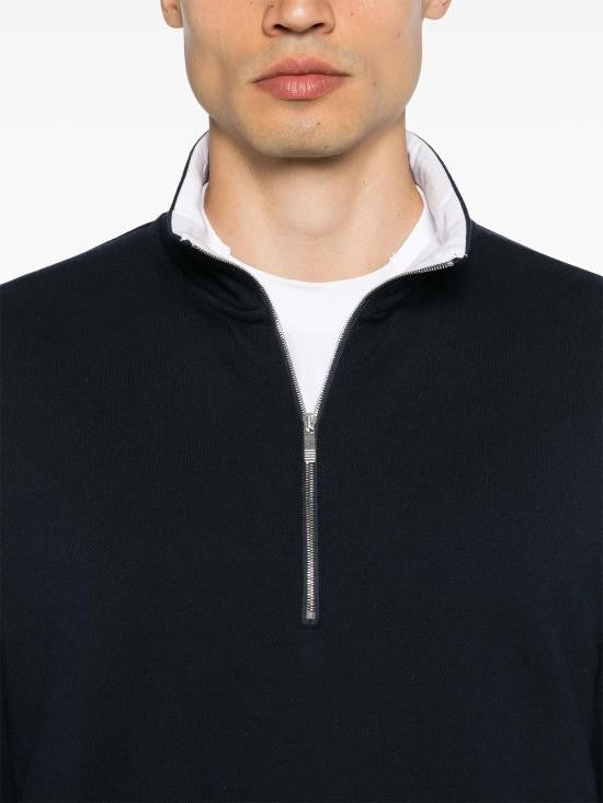 Thom Browne Half-Zip Long-Sleeve Cotton Sweatshirt With Contrasting Panels