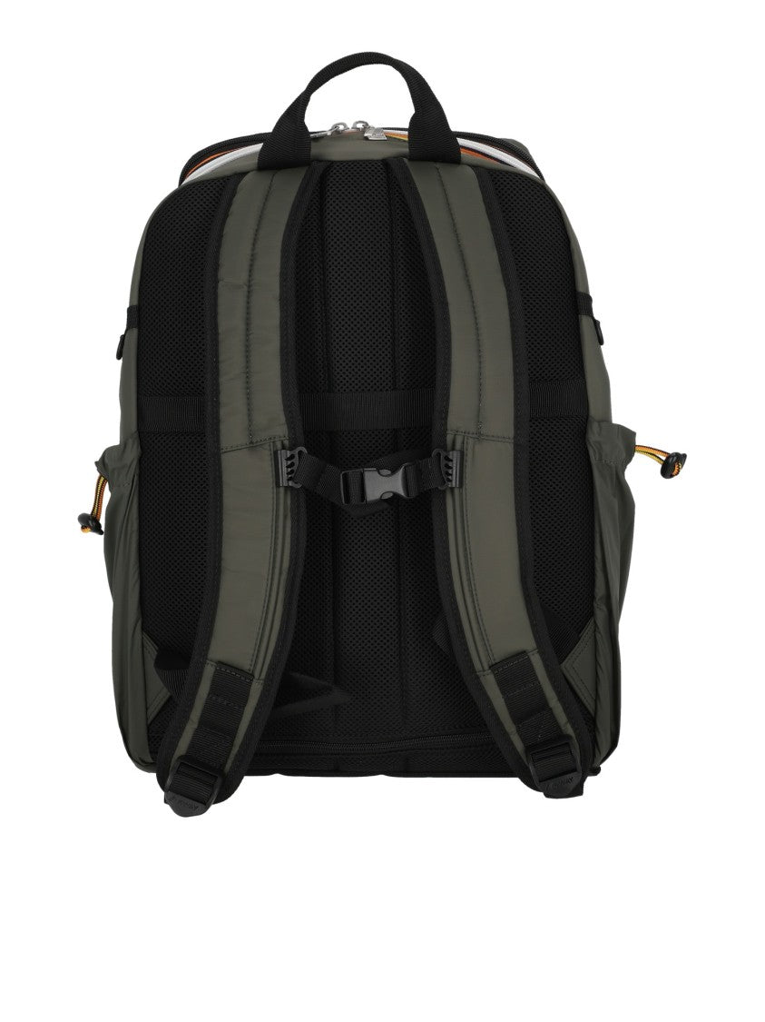 K-Way Structured Green Nylon Backpack With Adjustable Drawstrings