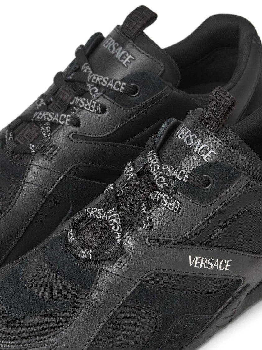 Versace Low-Profile Black Sneakers In Calf Leather
