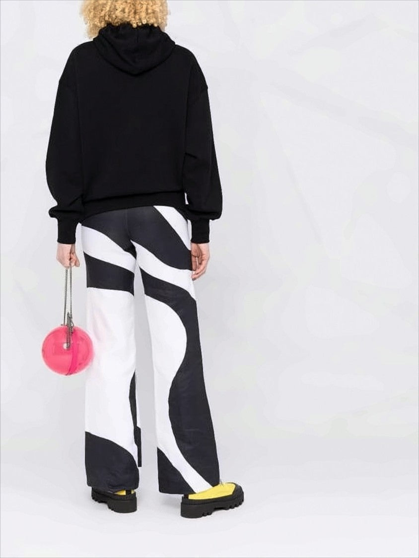 Msgm Relaxed Fit Black Hoodie With Bold Lettering