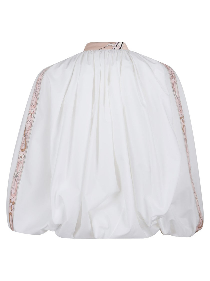 Emilio Pucci Cotton High-Neck Shirt With Voluminous Sleeves