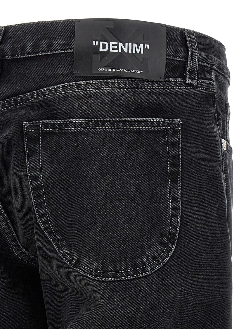 Off-White Straight-Leg Black Denim Jeans With Vintage Design