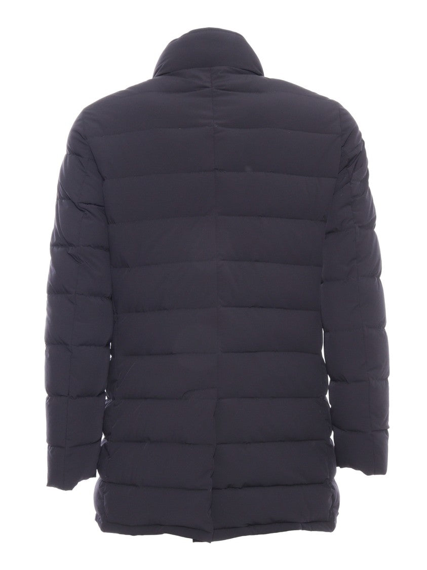 Moorer Calegari-Kn Dark Blue Single-Breasted Water-Repellent Quilted Jacket