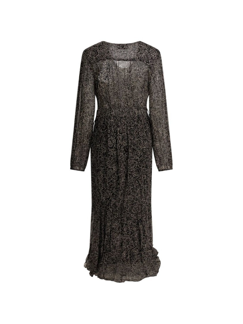 Isabel Marant Étoile Floral Pattern Midi Dress With V-Neckline And Gathered Waist