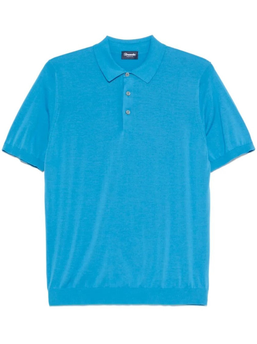 Drumohr Classic Blue Cotton Polo