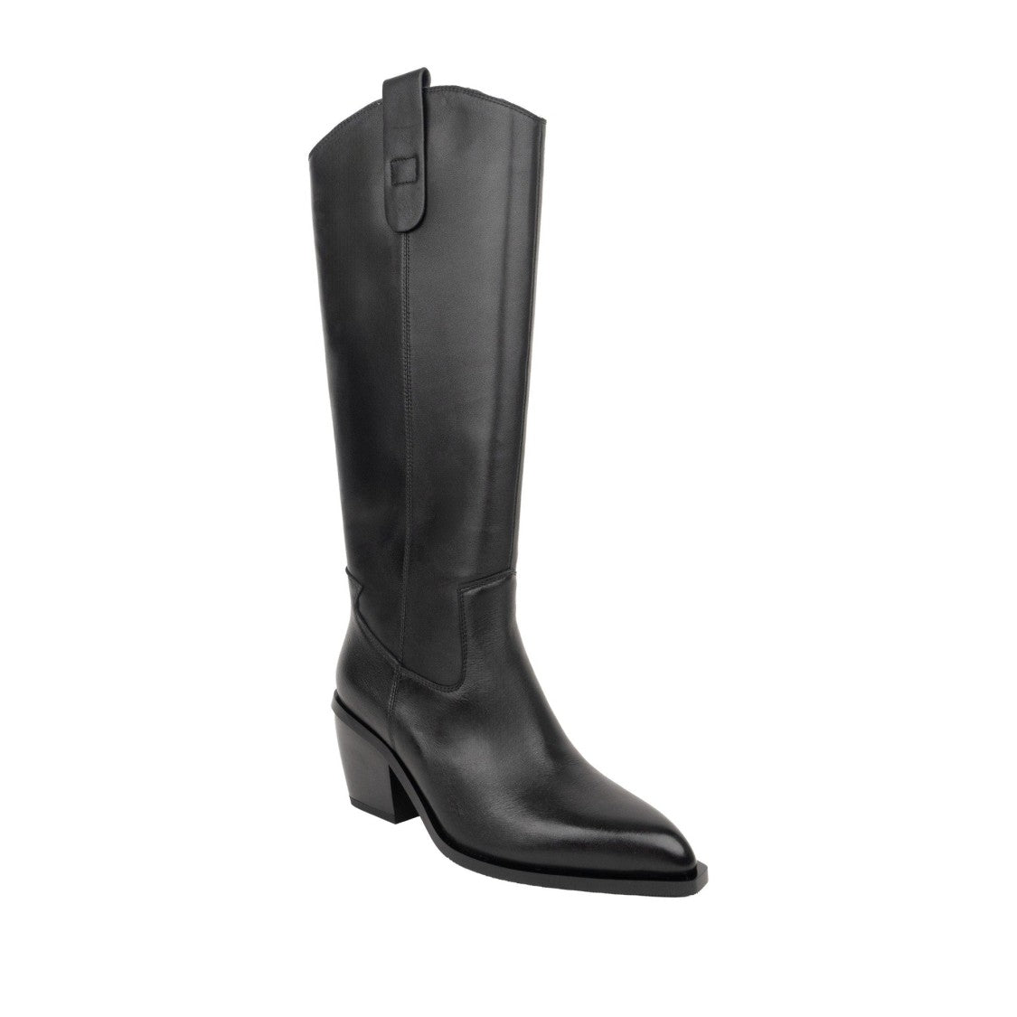Linda Baumann Black Pointed Toe Sturdy Block Heel Low Boots