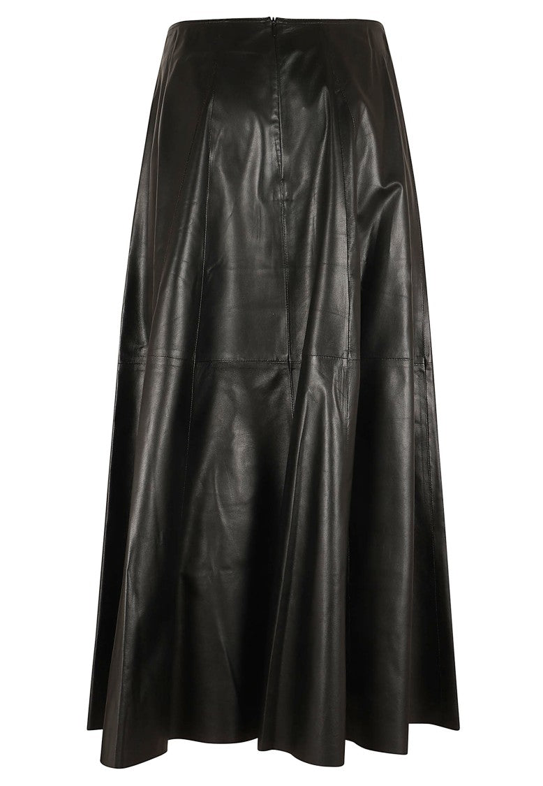 Arma Ankle-Length Plongé Leather Circle Skirt With Concealed Zipper