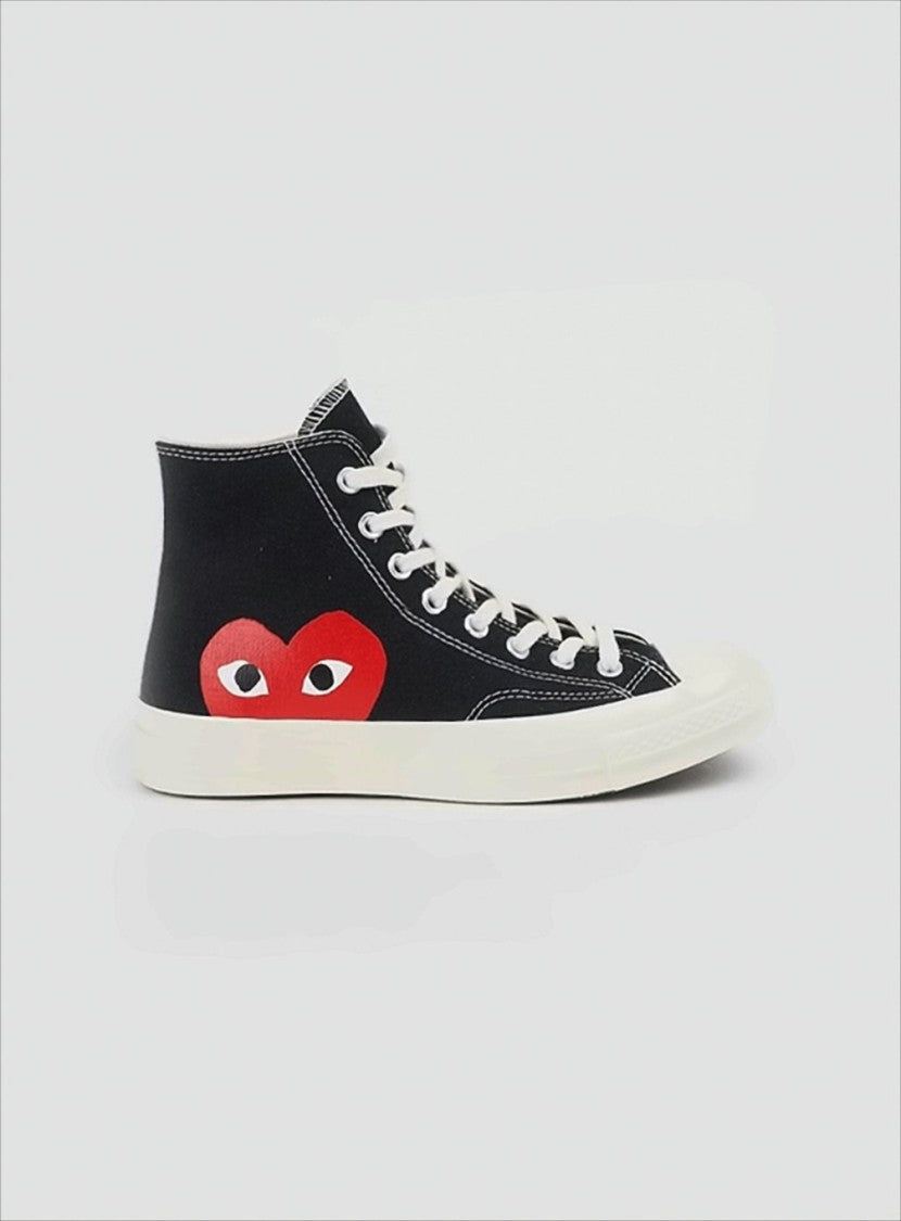 Comme Des Garçons High-Top Sneakers With Iconic Heart Motif And Contrast Detailing