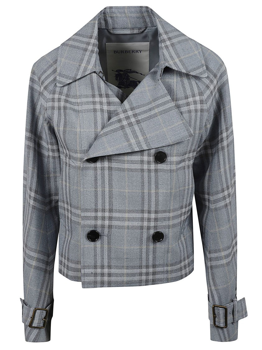 Burberry Cropped Plaid Double-Breasted Coat