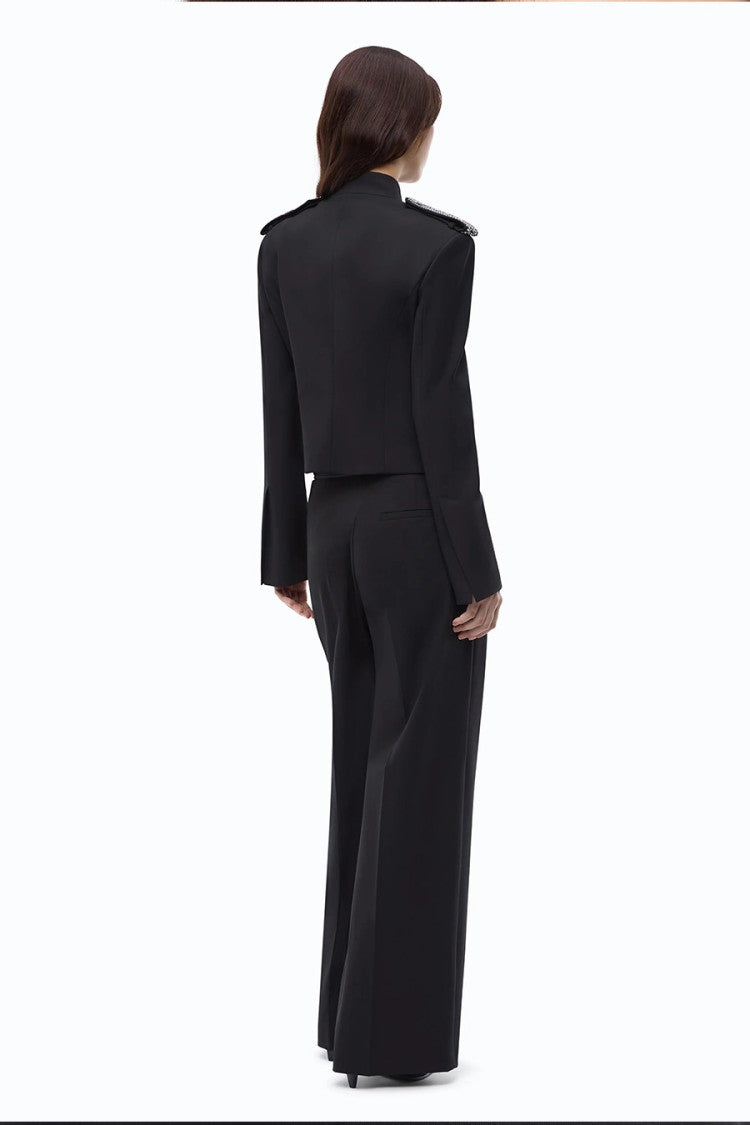 Pinko Black Military-Style Polyester-Blend Jacket