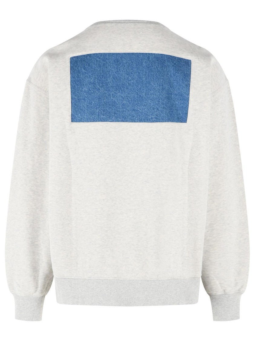 Maison Margiela Relaxed Ecru Cotton Sweatshirt With Distinctive Patch Detail