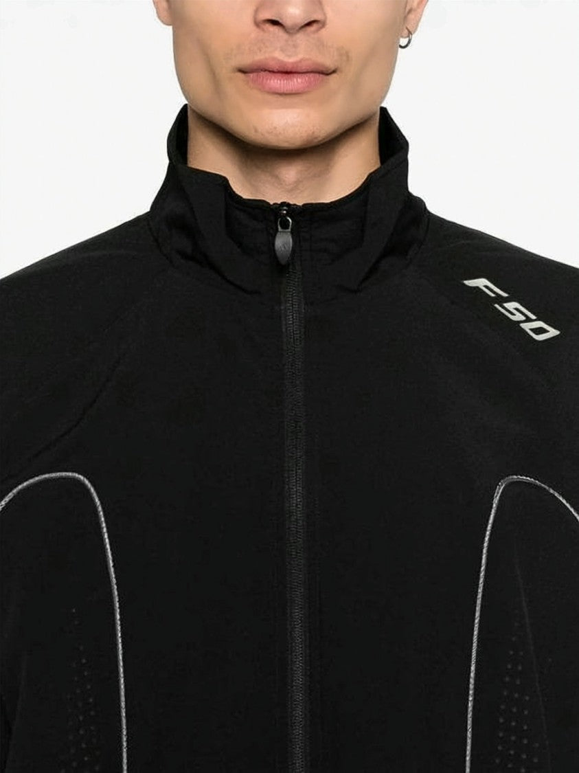 Adidas Black High-Collar Reflective Piping Jacket