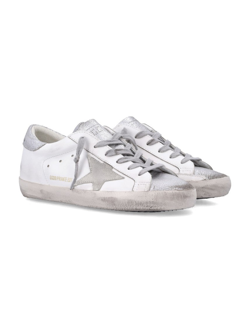Golden Goose Distressed White Leather Low-Top Sneakers