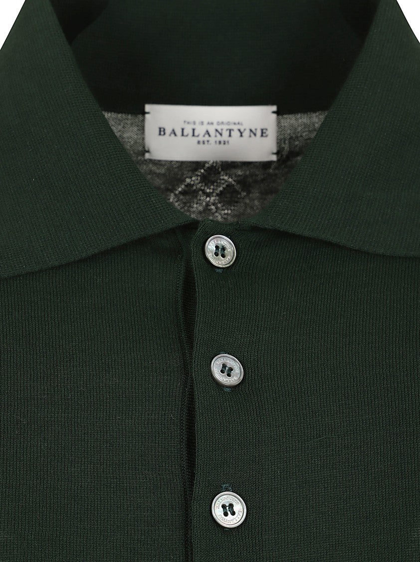 Ballantyne Polo Neck Pullover With Classic Button Front