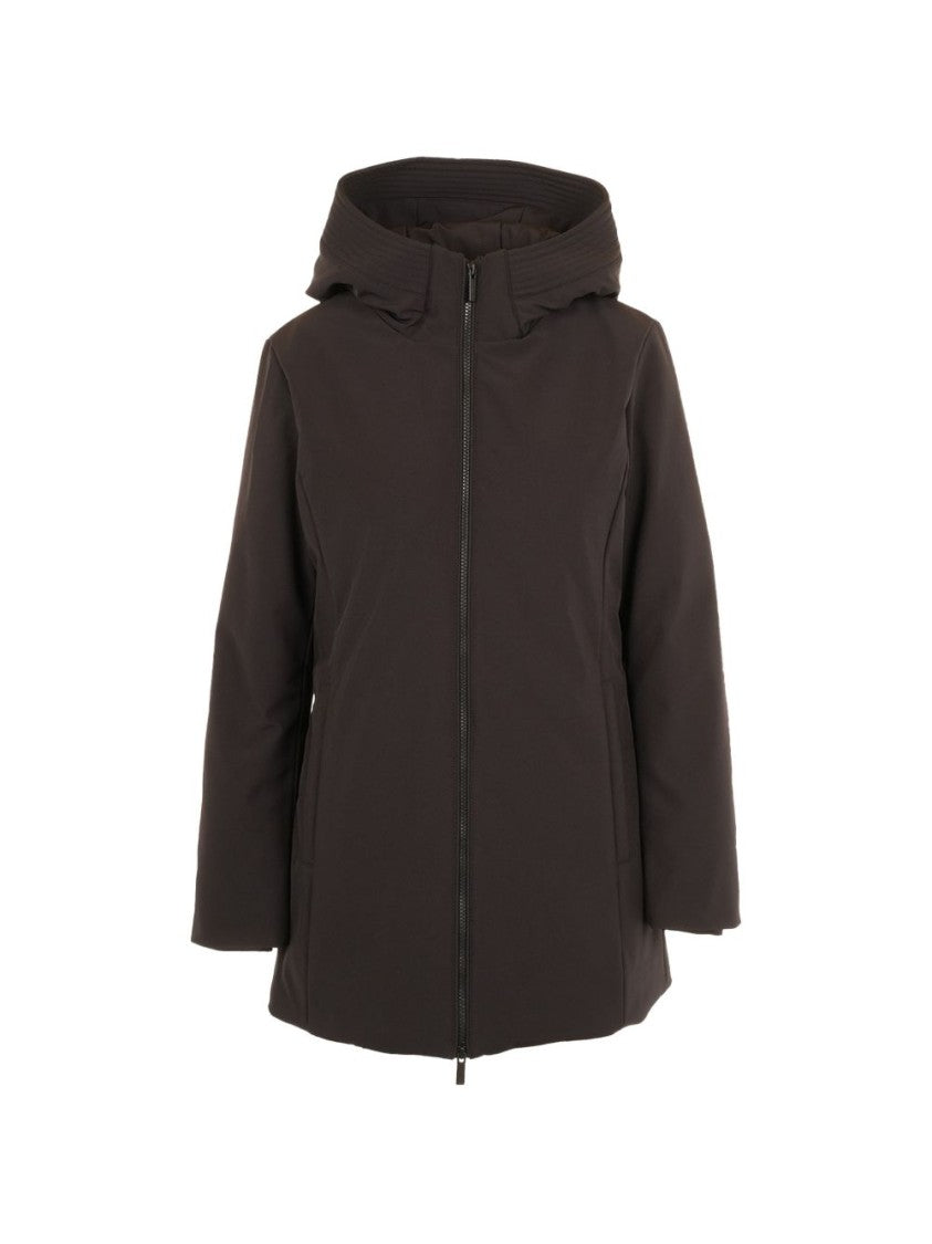 Woolrich Matte Finish Structured Hood Minimalist Coat
