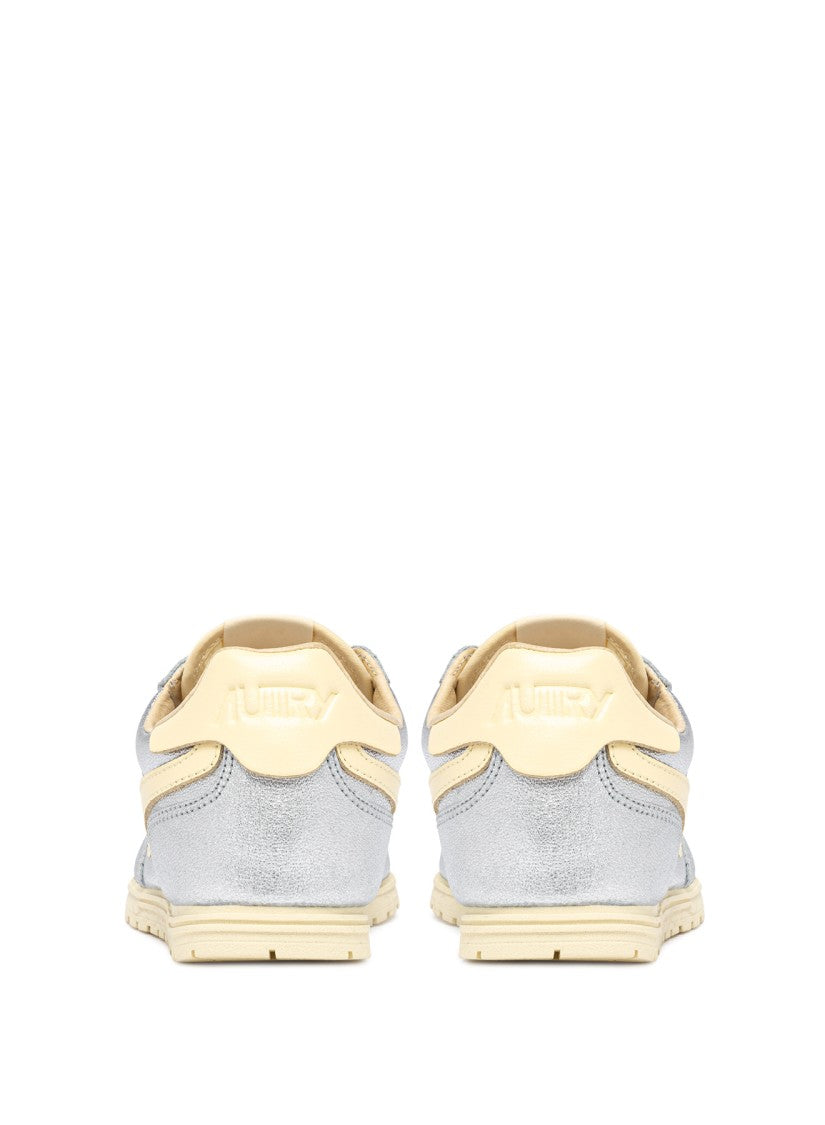 Autry Laminated Low-Top Sneakers With Contrasting Leather Accents