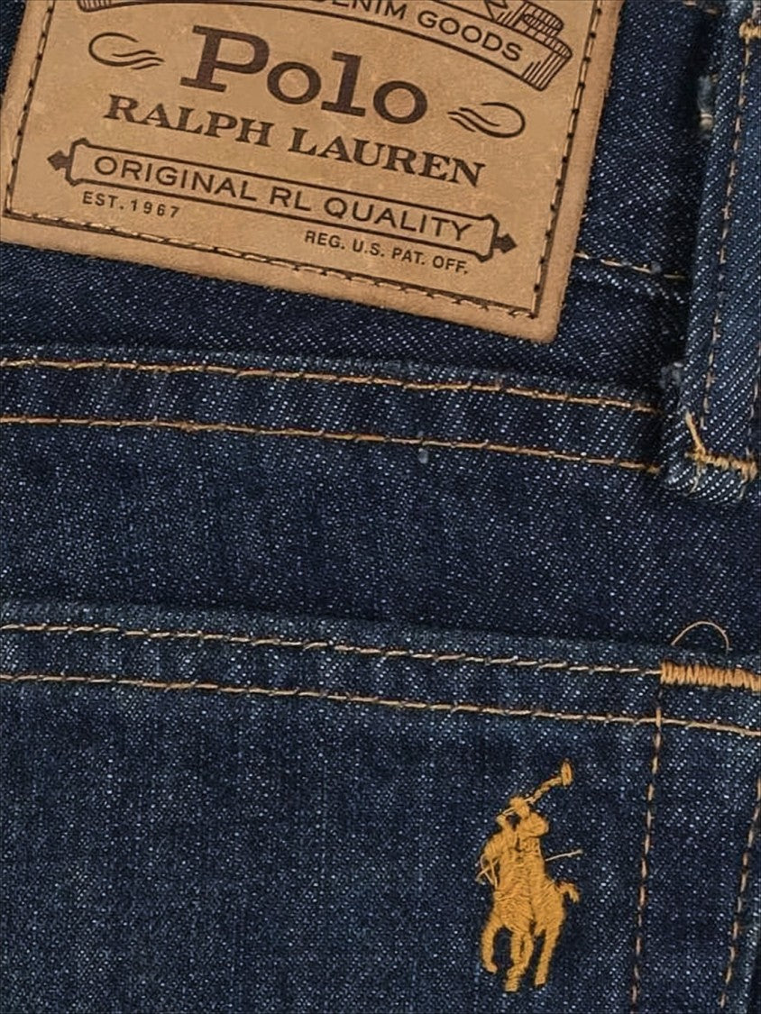 Polo Ralph Lauren Classic Five-Pocket Denim Pants With Leather Accents