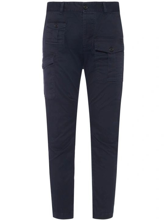 Dsquared2 Tailored Blue Cargo Trousers Fabric Blend