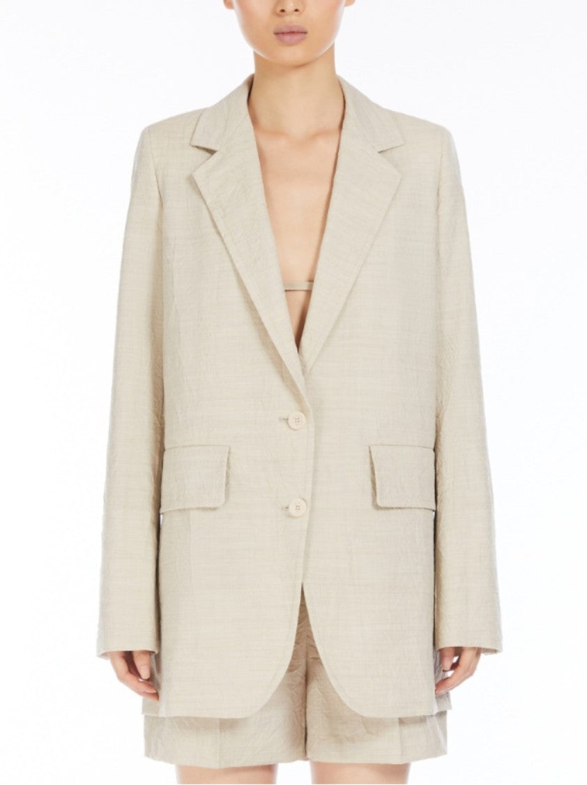 Max Mara Oversized Beige Blazer With Notched Lapel