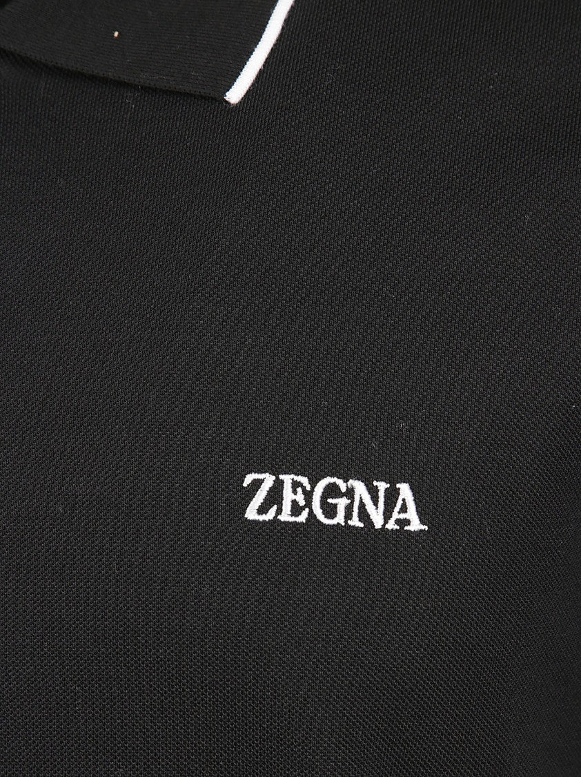 Zegna Classic Stretch Cotton Polo With Embroidered Logo