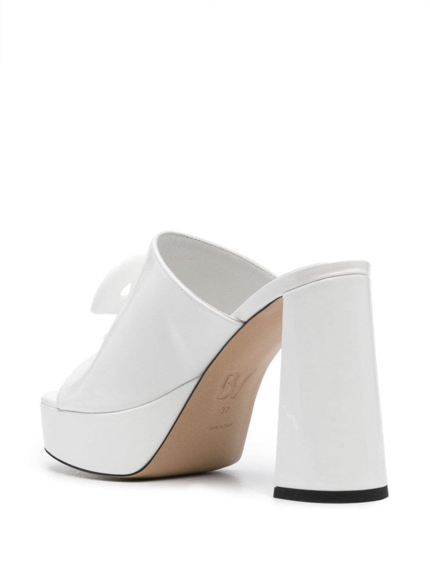 Patou Almond Open-Toe Sandals In Optical White Calf Leather