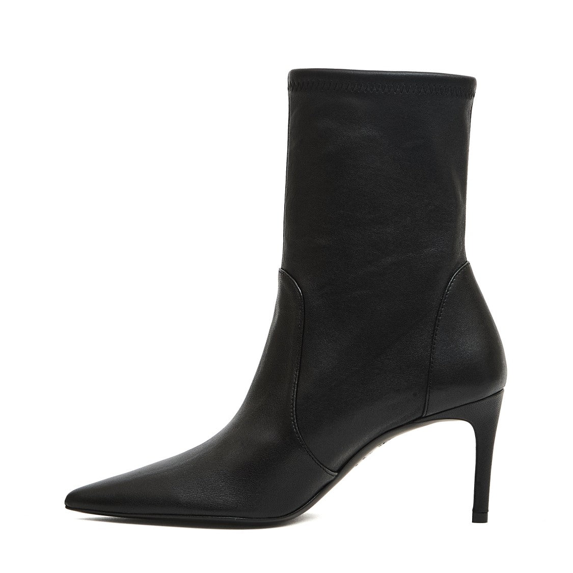 Stuart Weitzman Black Stretch Leather 75Mm Heel Ankle Boot