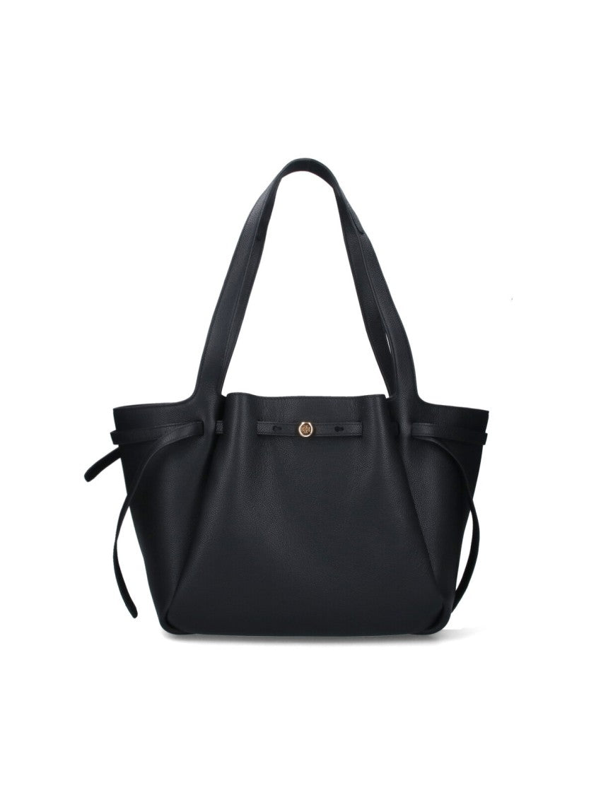 Tory Burch Textured Black Leather Tote Bag