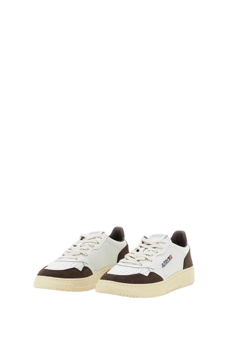 Autry White Brown Medalist Low Leather Suede Sneakers