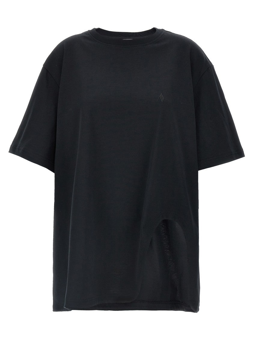 The Attico Penteado Front Split T-Shirt With Embroidered Logo