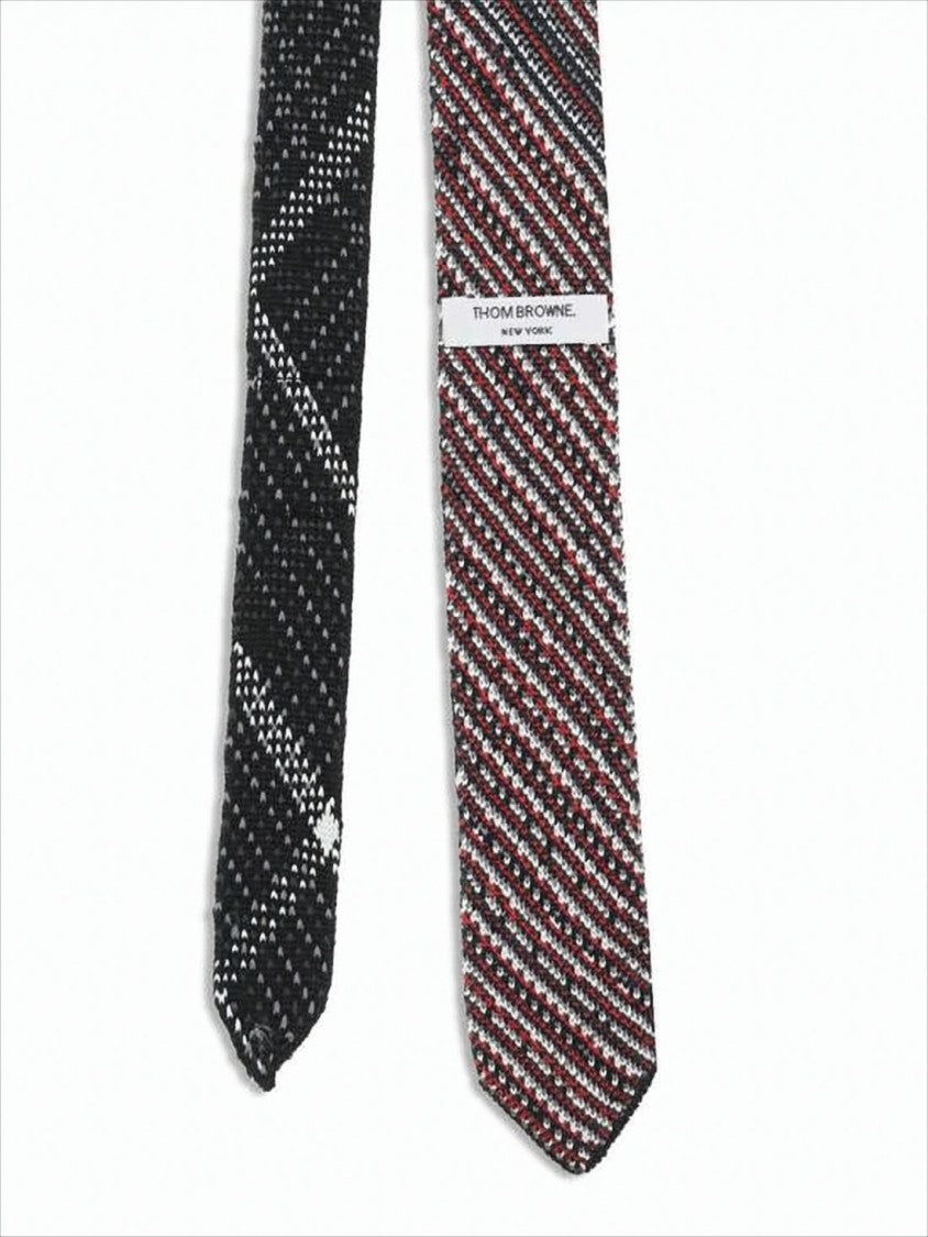 Thom Browne Dual-Pattern Slim Silk Tie