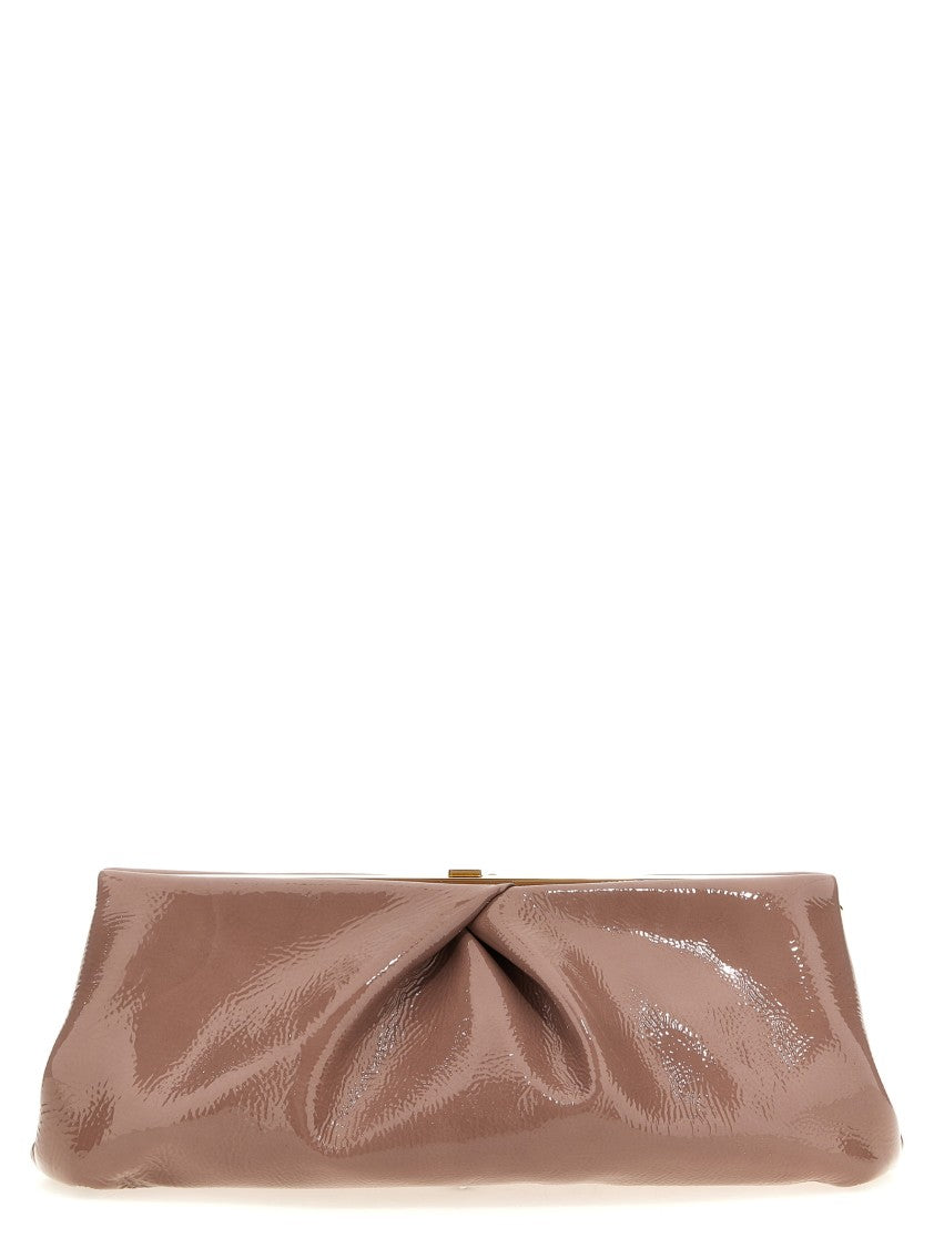 Dries Van Noten Maxi Pleated Patent Leather Clutch
