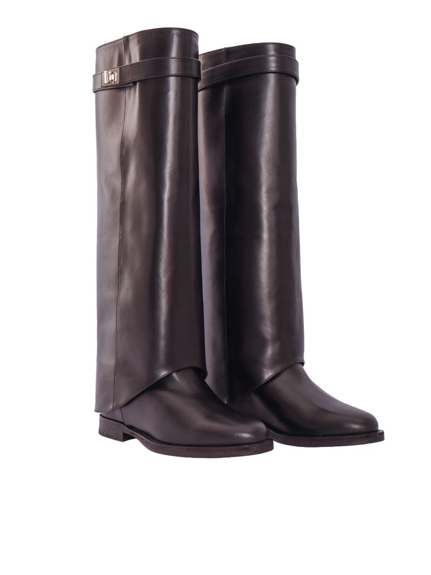 Via Roma 15 Stivale Con Risvolto Leather Boots