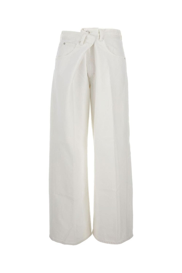 Agolde Wide-Leg White Denim Jeans With Classic 5-Pocket Design