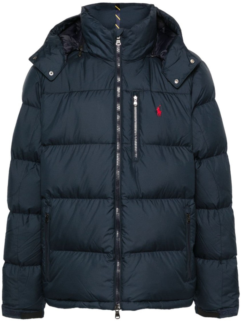 Polo Ralph Lauren Quilted Blue Bomber Jacket With High Collar
