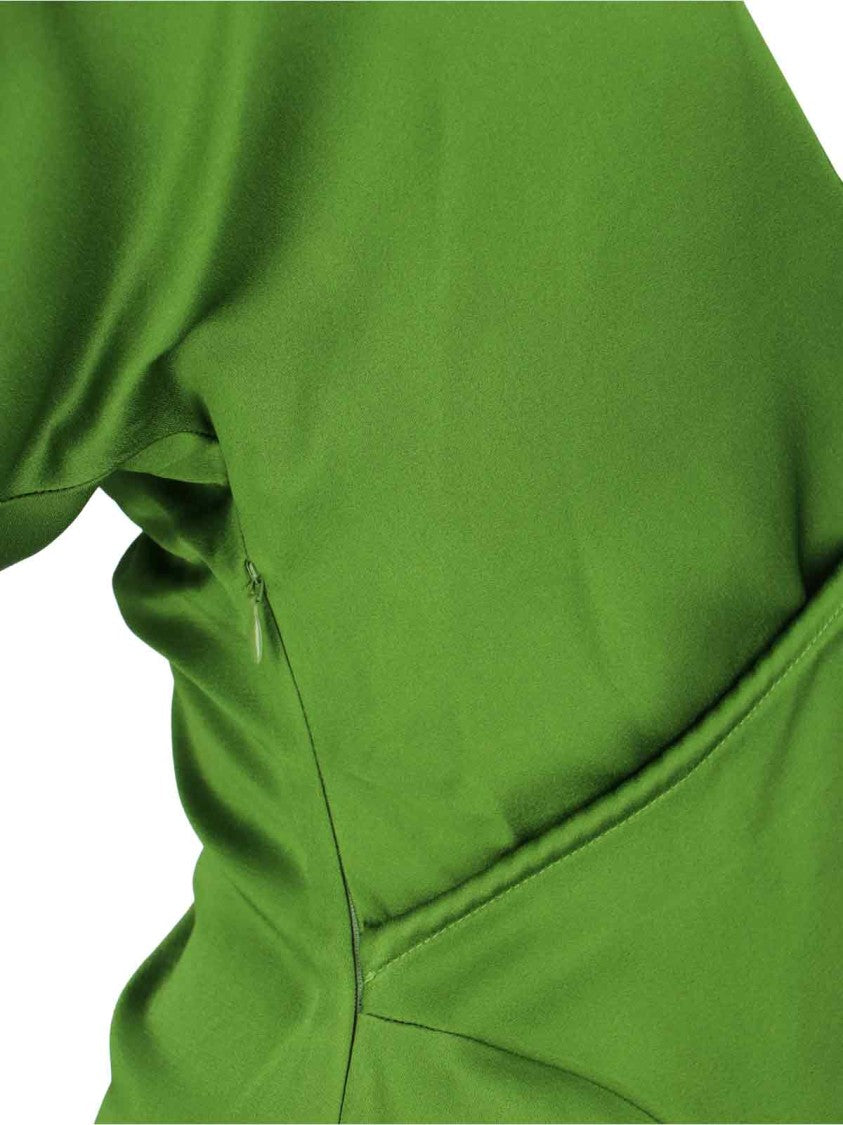 Victoria Beckham Asymmetrical Green Dress With V-Neckline