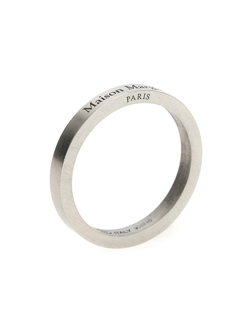 Maison Margiela Silver Logo Ring With Polished Surface